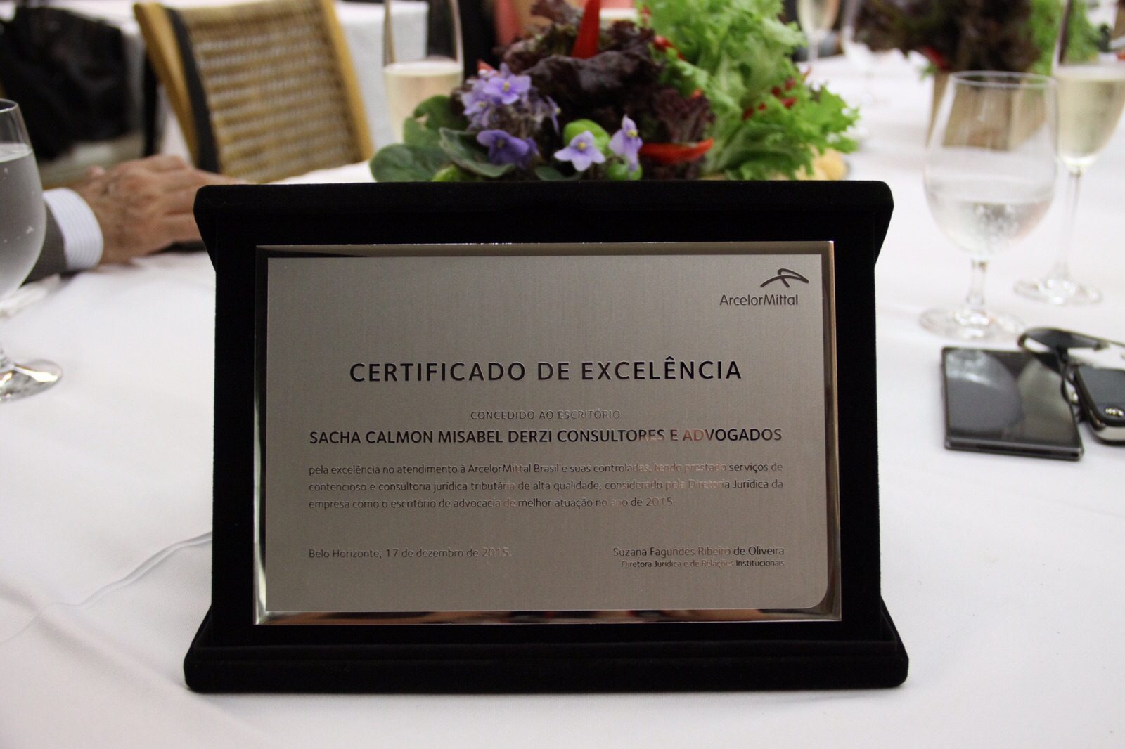 Escritório recebe certificado de excelência da ArcelorMittal Brasil