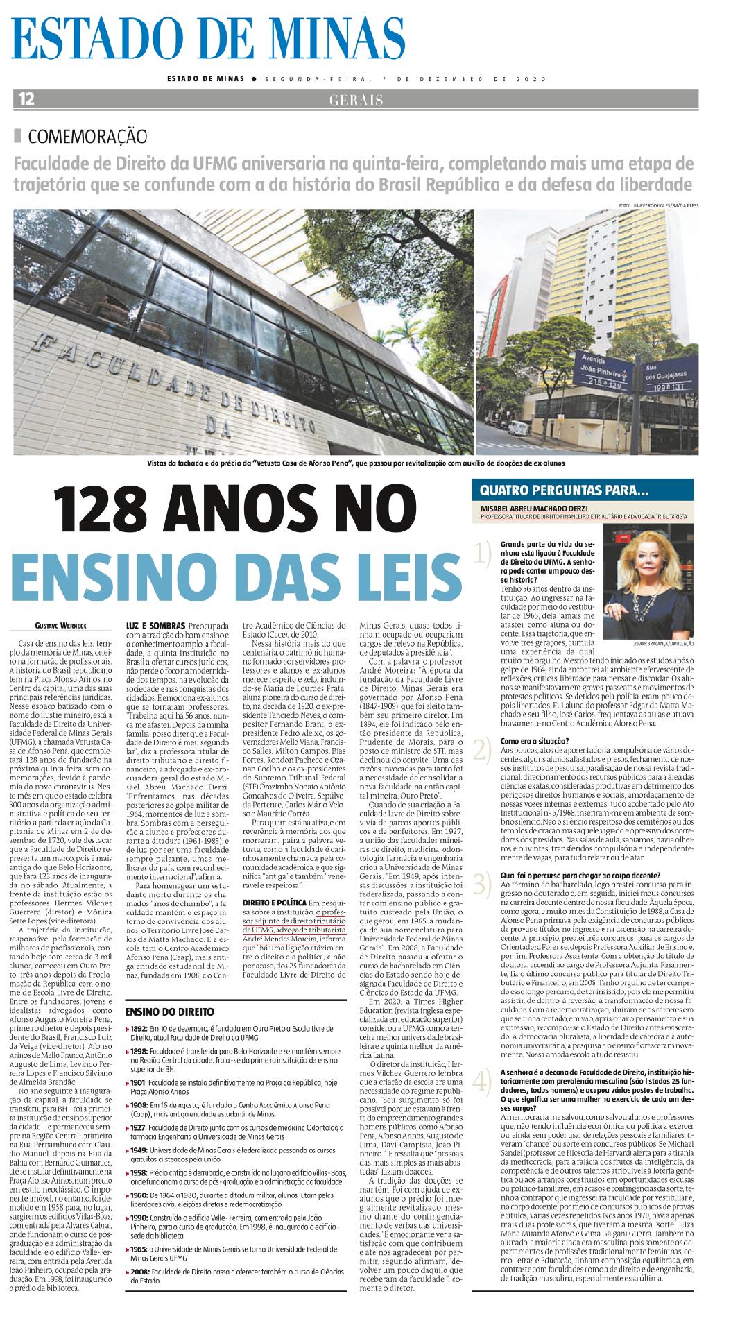 Contemporânea do Brasil República, Escola de Direito da UFMG faz 128 anos -  Gerais - Estado de Minas